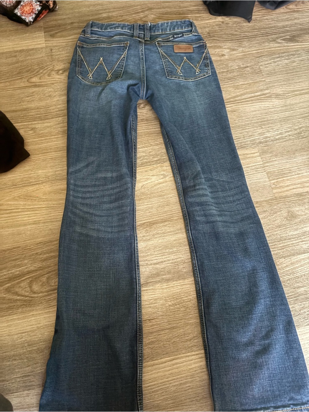 Women's Dark Blue Bootcut Jeans with Decorative Back Stitching